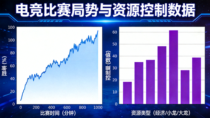 电竞比赛局势胜率走势曲线与资源控制数据图表