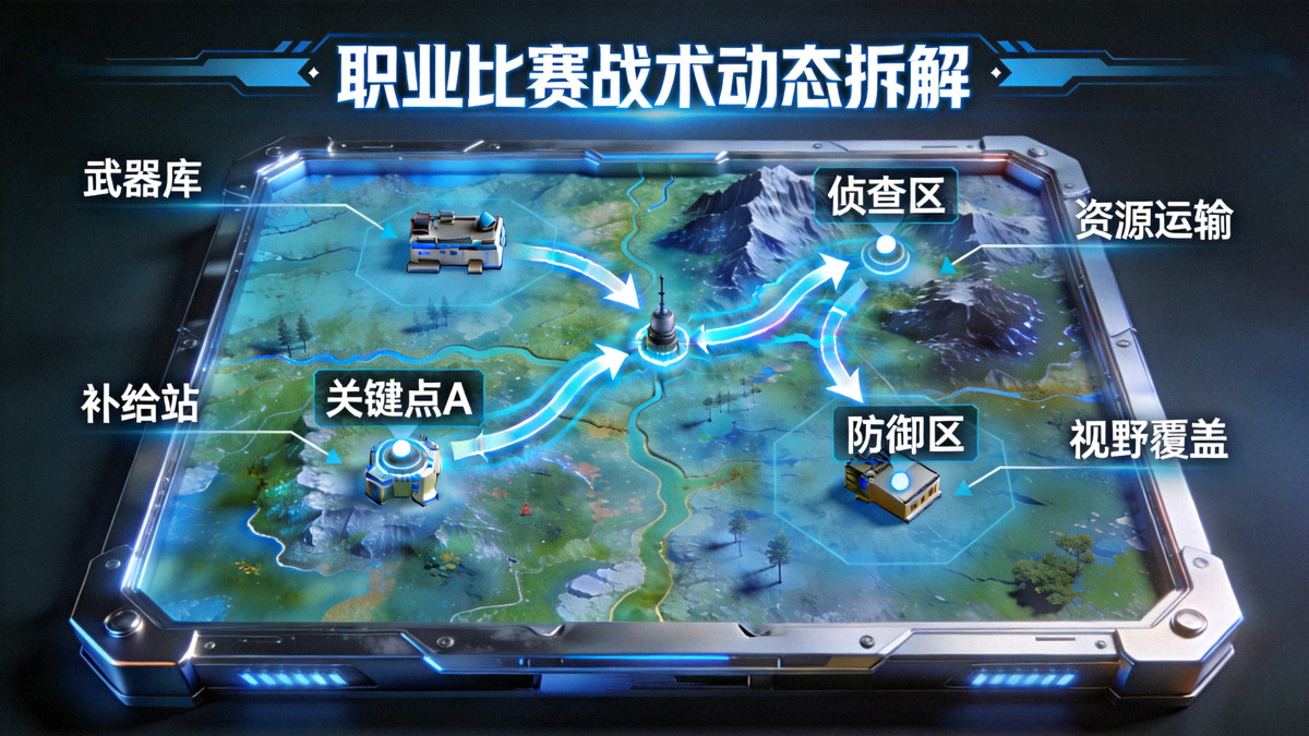 职业比赛战术动态拆解沙盘中的地图资源控制与视野布防演示画面